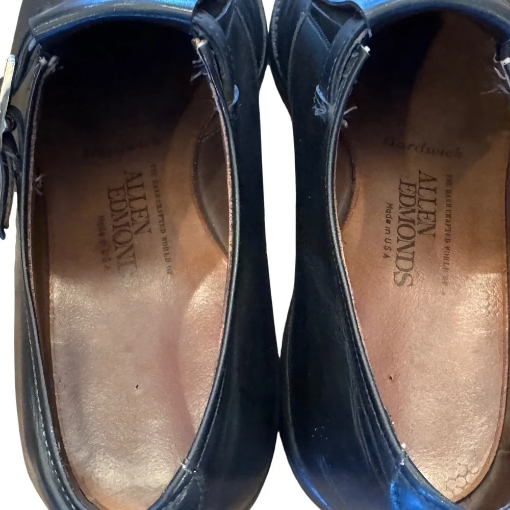 Allen Edmonds Hardwick Mens 8 E Black Leather Single Monk Strap Loafers 36759